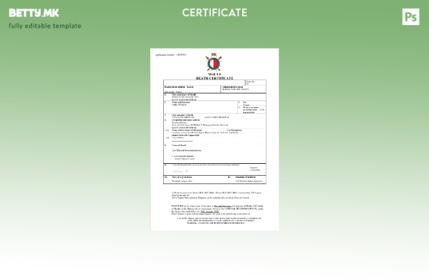модерен стил Малта извод за смрт Шаблон Word и PDF шаблон